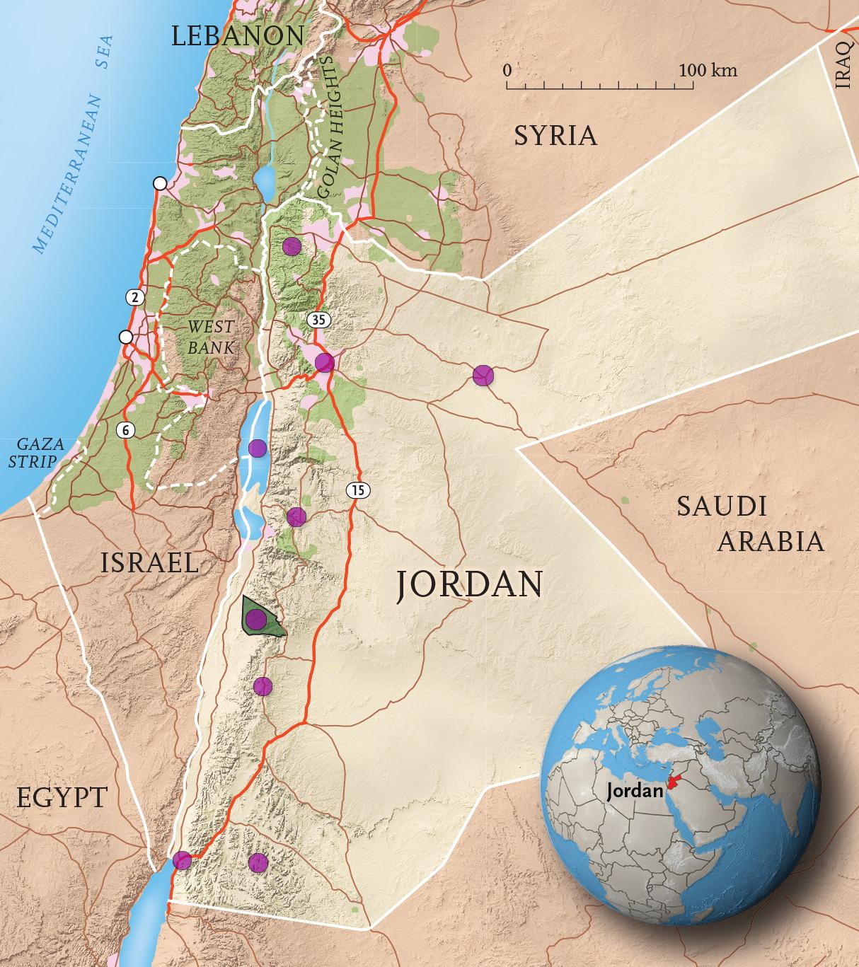 Kort over Jordan Kongerige Jordan kort (det Vestlige Asien Asien)