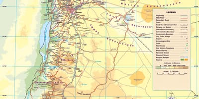 Kort over den fysiske kort over Jordan